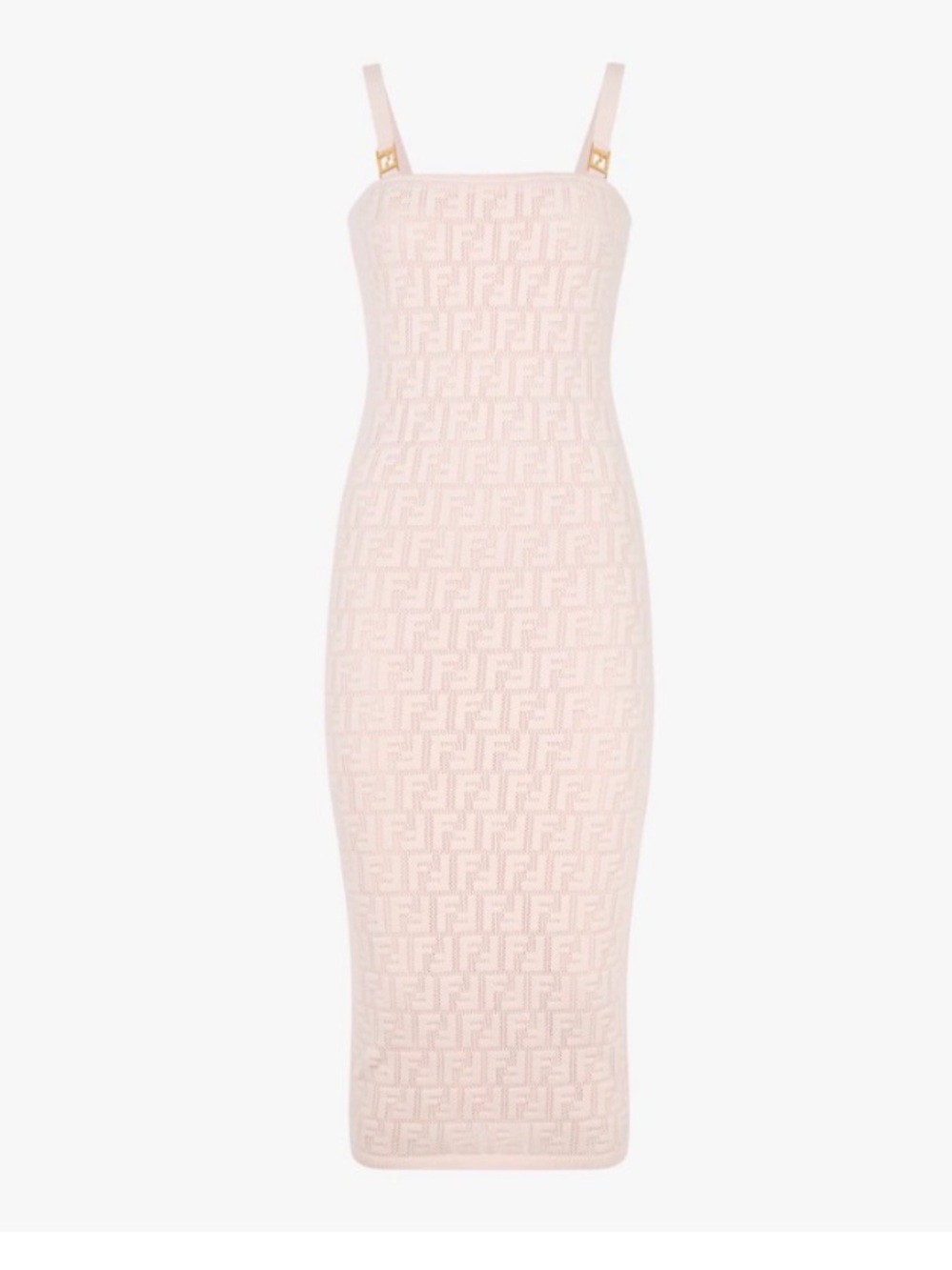 Fendi Pink Knit Bodycon Dress with Logo Jacquard